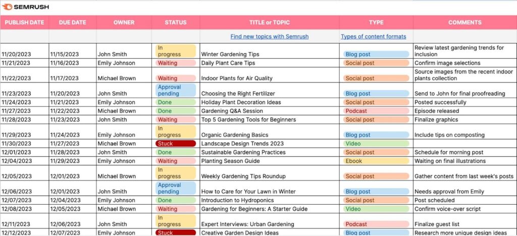 Step 5: Content Calendar