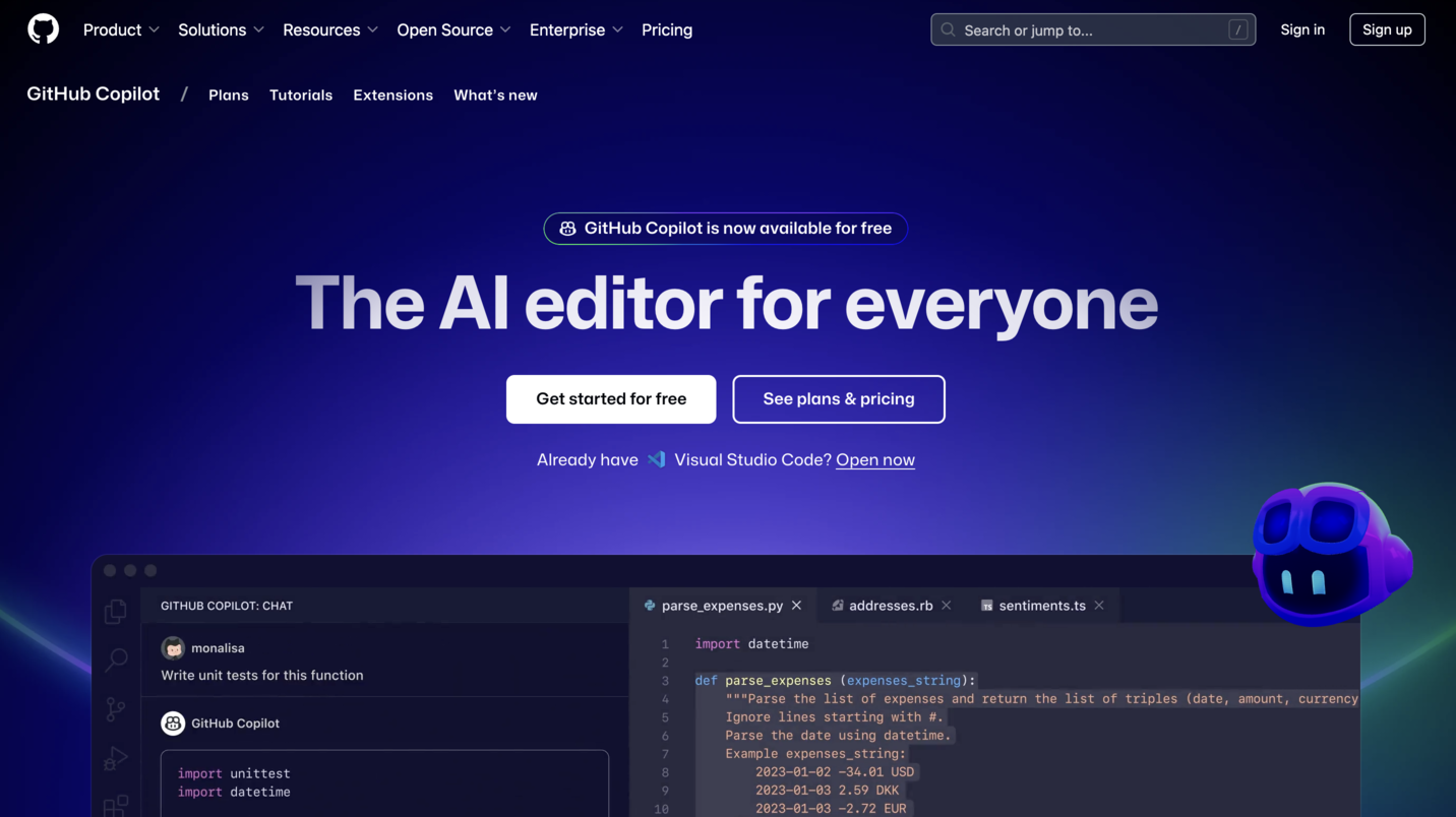1st AI tool GitHub Copilot
