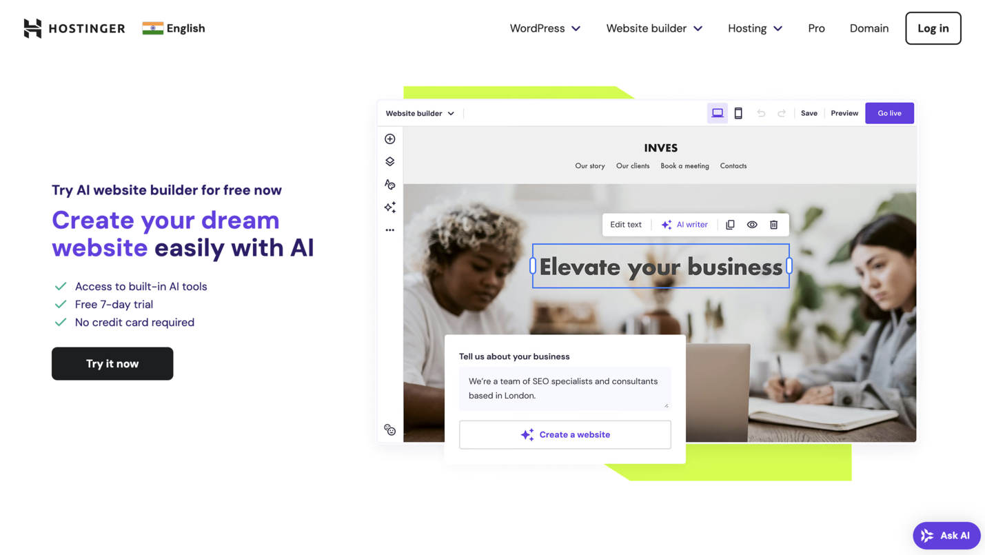3rd tool Hostinger AI Website Builder